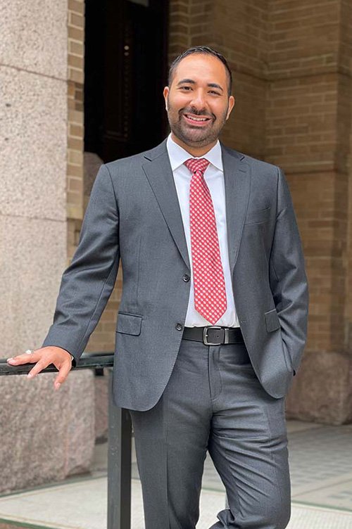 Attorney Christopher Fonseca standing outside a Texas courthouse